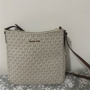 Michael Kors Beige and Brown Crossbody Bag